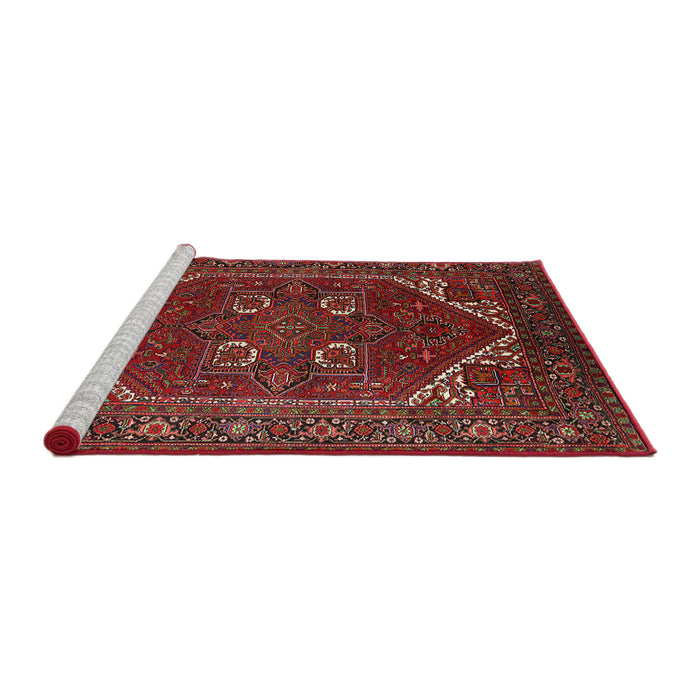 Sideview of Machine Washable Industrial Modern Cranberry Red Rug, wshurb2849