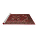 Sideview of Machine Washable Industrial Modern Cranberry Red Rug, wshurb2849