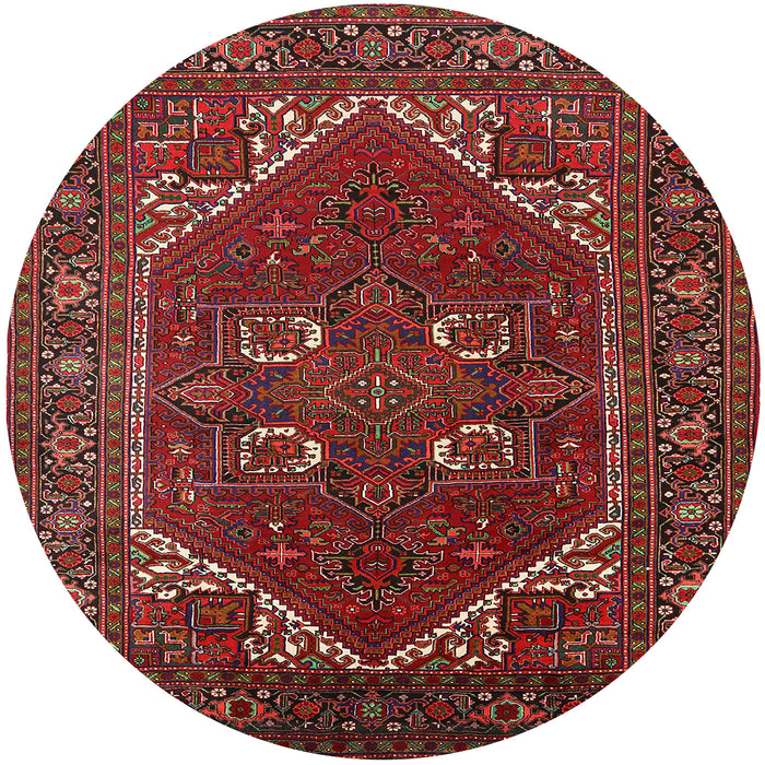 Round Mid-Century Modern Cranberry Red Persian Rug, urb2849