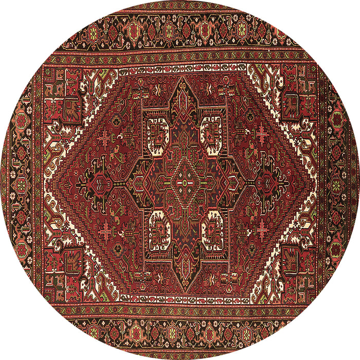 Round Machine Washable Persian Brown Traditional Rug, wshurb2849brn