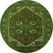 Round Machine Washable Persian Green Traditional Area Rugs, wshurb2849grn