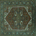 Square Persian Turquoise Traditional Rug, urb2849turq