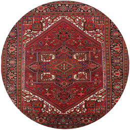 Round Machine Washable Industrial Modern Cranberry Red Rug, wshurb2849