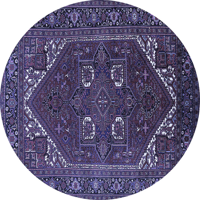 Round Machine Washable Persian Blue Traditional Rug, wshurb2849blu