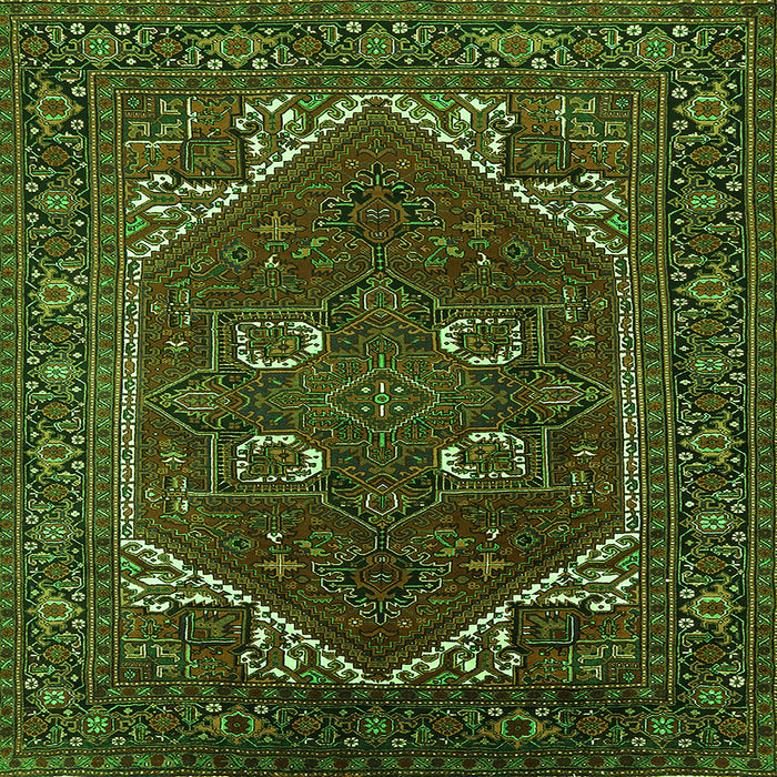 Square Persian Green Traditional Rug, urb2849grn