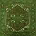 Square Persian Green Traditional Rug, urb2849grn