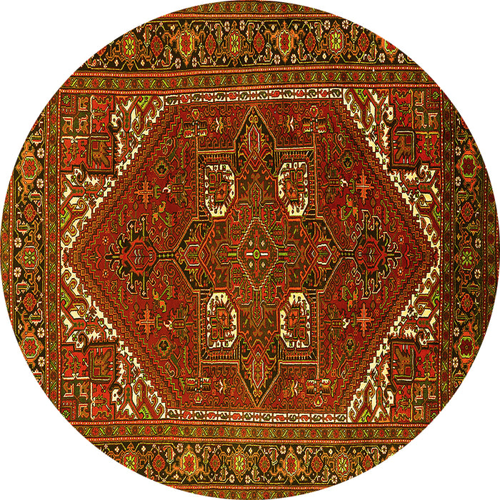 Round Persian Yellow Traditional Rug, urb2849yw