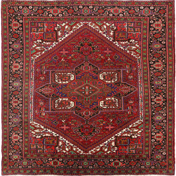 Square Machine Washable Industrial Modern Cranberry Red Rug, wshurb2849