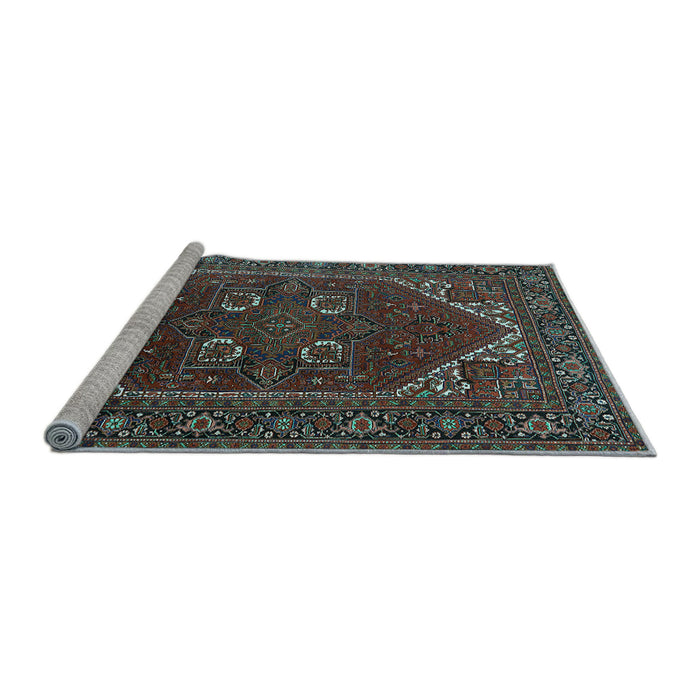 Sideview of Machine Washable Persian Light Blue Traditional Rug, wshurb2849lblu