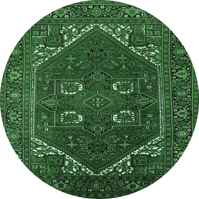 Round Persian Emerald Green Traditional Rug, urb2849emgrn