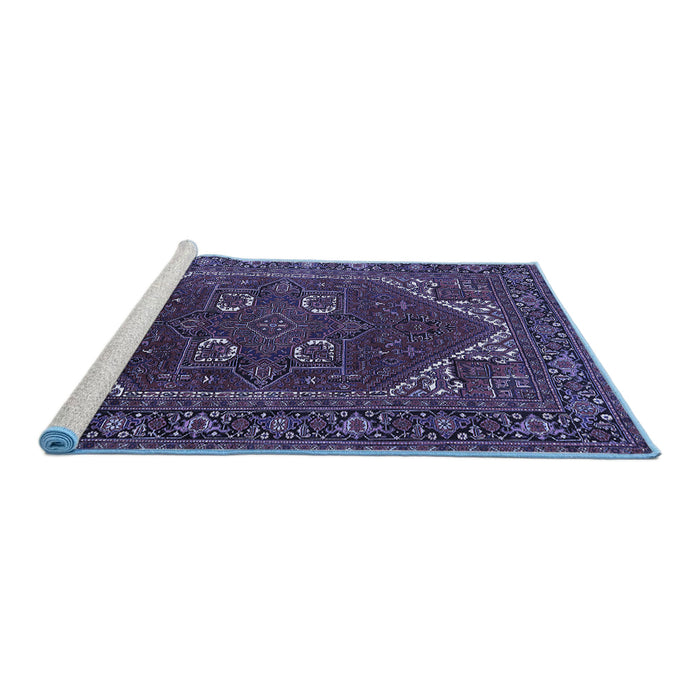 Sideview of Machine Washable Persian Blue Traditional Rug, wshurb2849blu
