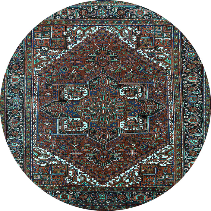 Round Persian Light Blue Traditional Rug, urb2849lblu