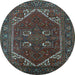 Round Persian Light Blue Traditional Rug, urb2849lblu