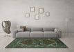 Machine Washable Persian Turquoise Traditional Area Rugs in a Living Room,, wshurb2849turq