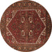 Round Persian Brown Traditional Rug, urb2849brn