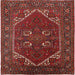 Square Mid-Century Modern Cranberry Red Persian Rug, urb2849