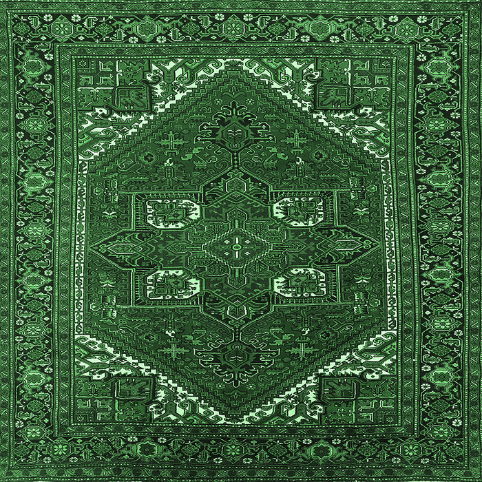 Square Machine Washable Persian Emerald Green Traditional Area Rugs, wshurb2849emgrn