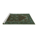Sideview of Machine Washable Persian Turquoise Traditional Area Rugs, wshurb2849turq