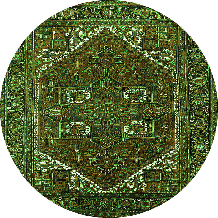 Round Persian Green Traditional Rug, urb2849grn