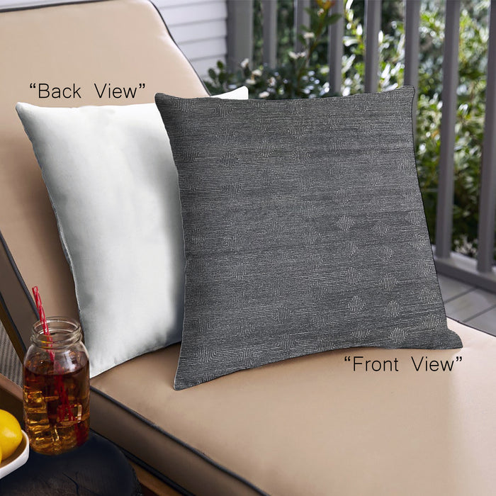 Front View of Mid-Century Modern Urban Square Charcoal Black Throw Pillow, 18 inch by 18 inch, pwurb284