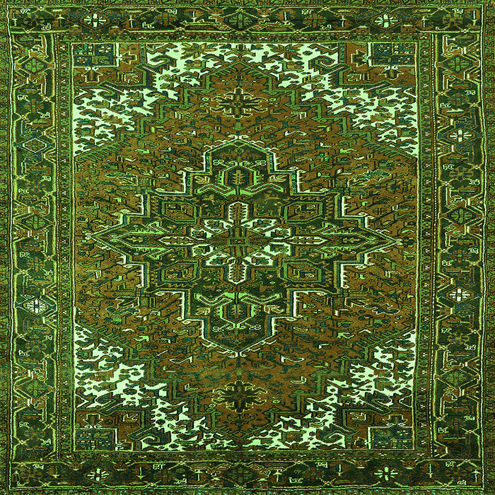 Square Persian Green Traditional Rug, urb2850grn