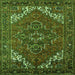 Square Persian Green Traditional Rug, urb2850grn