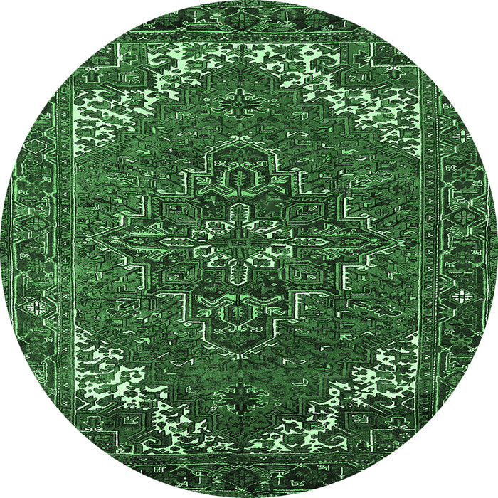 Round Machine Washable Persian Emerald Green Traditional Area Rugs, wshurb2850emgrn