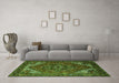 Machine Washable Persian Green Traditional Area Rugs in a Living Room,, wshurb2850grn