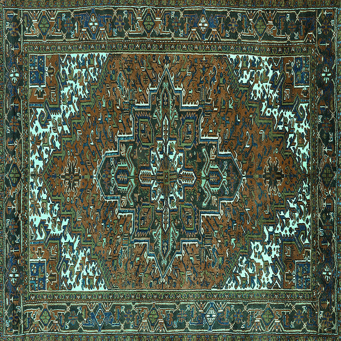 Square Machine Washable Persian Turquoise Traditional Area Rugs, wshurb2850turq