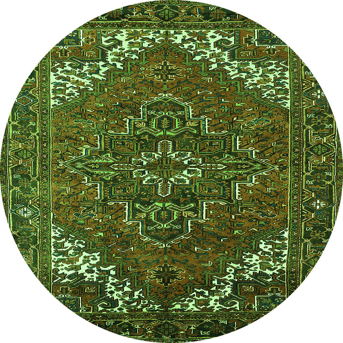 Round Persian Green Traditional Rug, urb2850grn