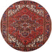 Round Mid-Century Modern Dark Almond Brown Persian Rug, urb2850