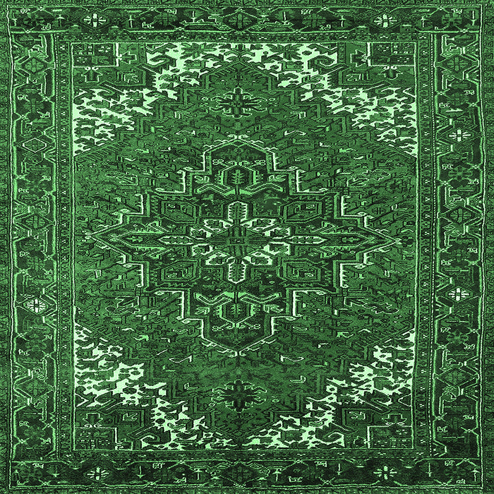 Square Machine Washable Persian Emerald Green Traditional Area Rugs, wshurb2850emgrn