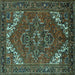 Square Persian Turquoise Traditional Rug, urb2850turq