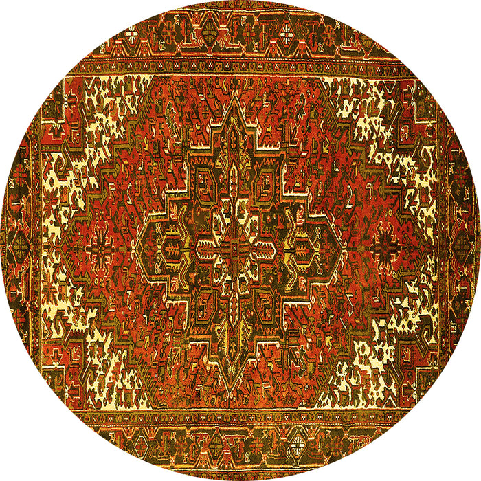 Round Persian Yellow Traditional Rug, urb2850yw