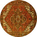 Round Persian Yellow Traditional Rug, urb2850yw