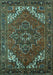 Machine Washable Persian Turquoise Traditional Area Rugs, wshurb2850turq