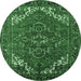 Round Persian Emerald Green Traditional Rug, urb2850emgrn