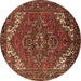 Round Machine Washable Persian Brown Traditional Rug, wshurb2850brn