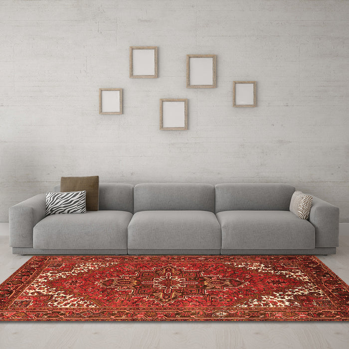 Machine Washable Persian Orange Traditional Area Rugs in a Living Room, wshurb2850org