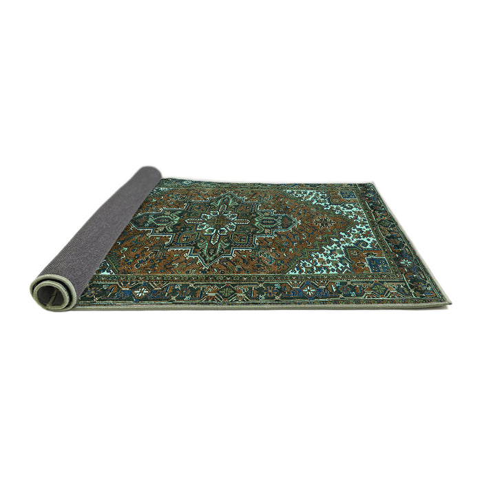 Sideview of Persian Turquoise Traditional Rug, urb2850turq