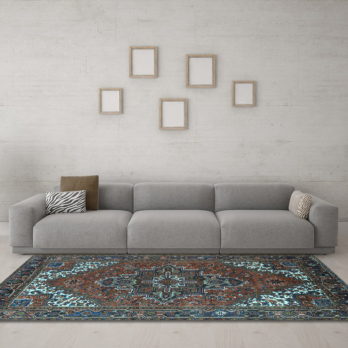 Machine Washable Persian Light Blue Traditional Rug in a Living Room, wshurb2850lblu