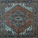 Square Machine Washable Persian Light Blue Traditional Rug, wshurb2850lblu