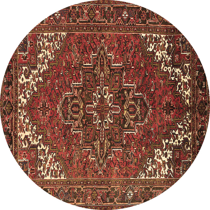 Round Persian Brown Traditional Rug, urb2850brn