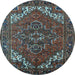 Round Machine Washable Persian Light Blue Traditional Rug, wshurb2850lblu