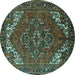 Round Persian Turquoise Traditional Rug, urb2850turq