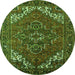 Round Machine Washable Persian Green Traditional Area Rugs, wshurb2850grn