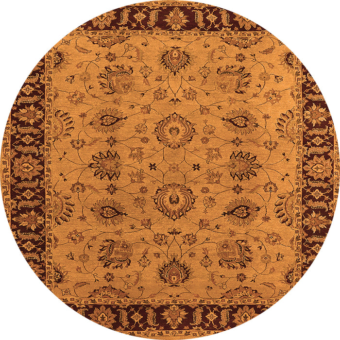 Round Oriental Orange Traditional Rug, urb2851org
