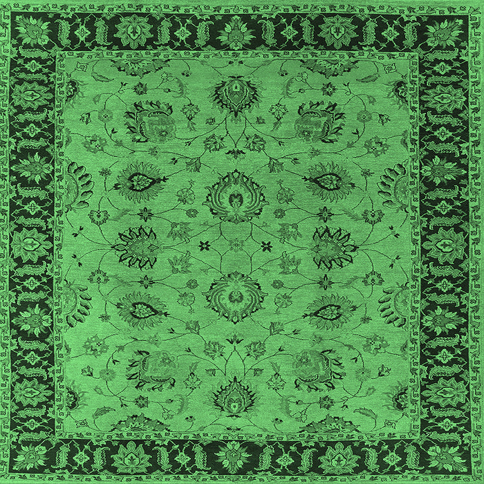 Square Oriental Emerald Green Traditional Rug, urb2851emgrn