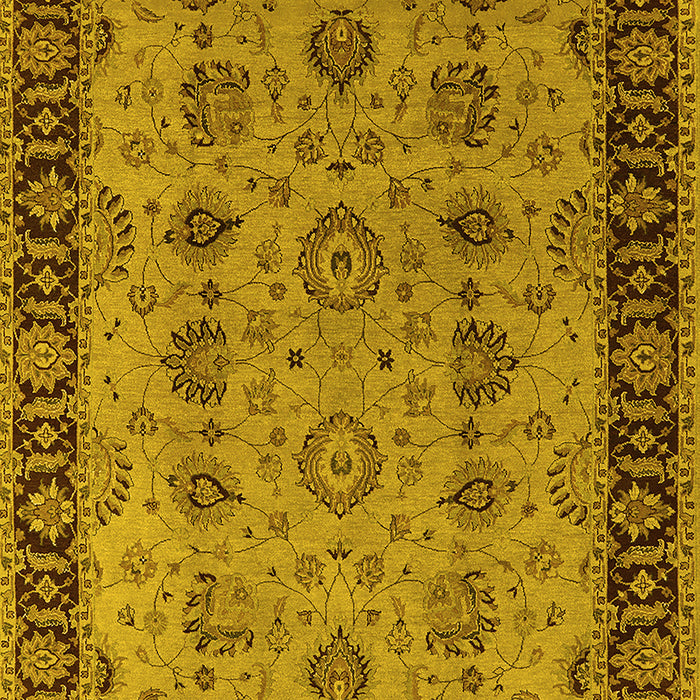 Machine Washable Oriental Yellow Traditional Rug, wshurb2851yw