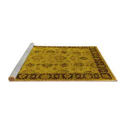 Sideview of Machine Washable Oriental Yellow Traditional Rug, wshurb2851yw